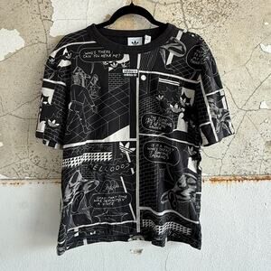 Adidas Graphic Comic Panel Tee Black White Streetwear Trefoil T-Shirt